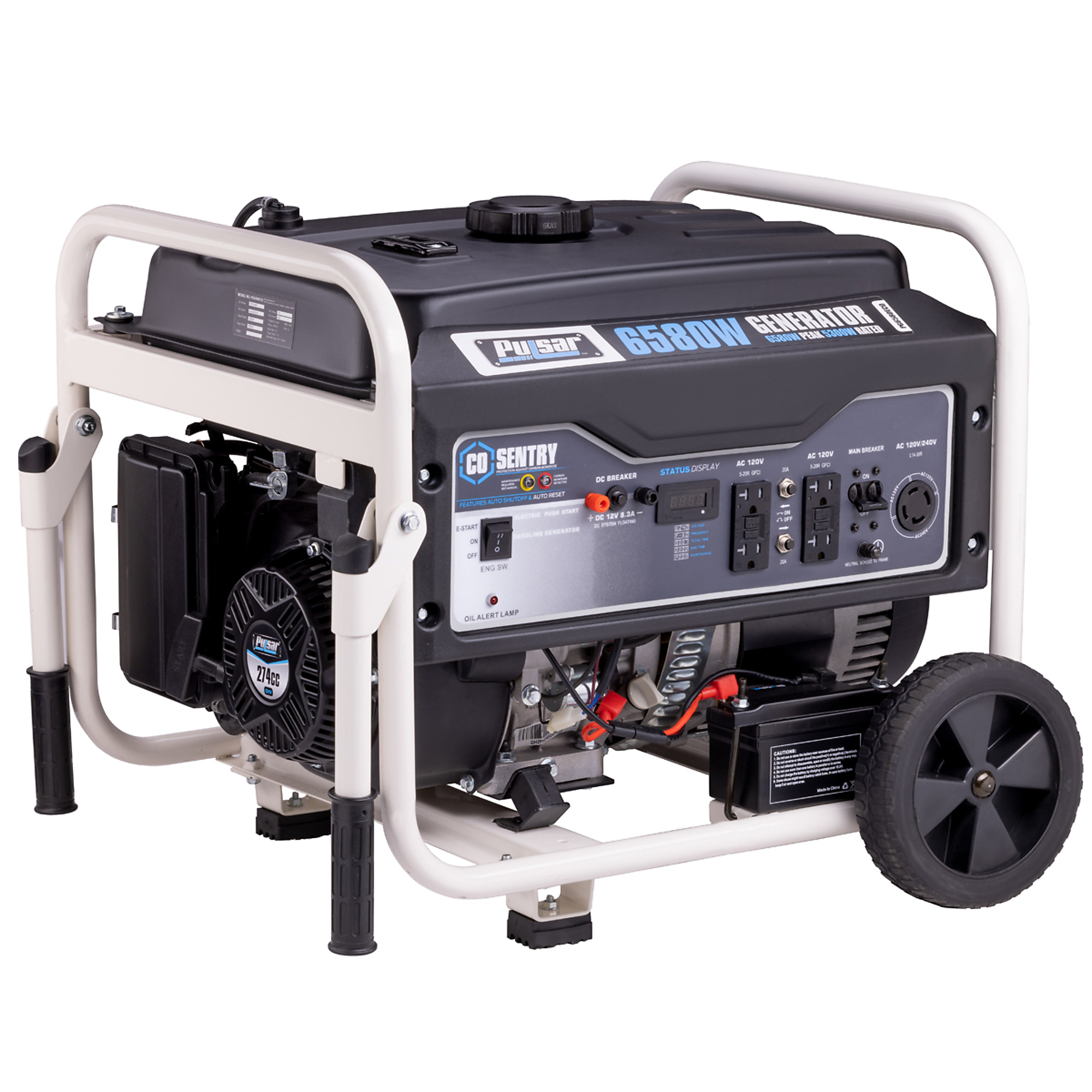 Pulsar Gasoline Powered Portable Generator — 6580W, Electric Start, 5.3-Gallon Tank, Model# PG6580ECO